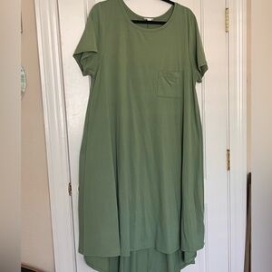 LuLaRoe Carley Olive Green Dress XL 18-20